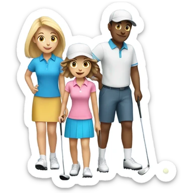 Guy and three girls golfing sticker