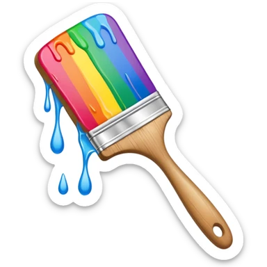 paint brush with raindow paint sticker