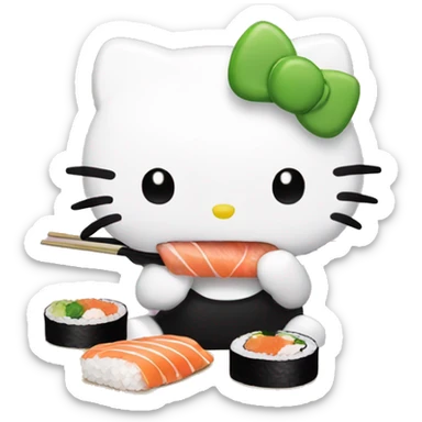 Hello kitty eating sushi  sticker