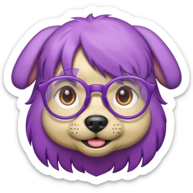 purple haired dog wearing glassess sticker