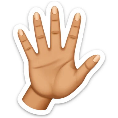 A hand with five fingers raises its  three fingers  sticker