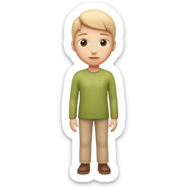 3D Apple emoji style person standing upright, neutral pose, centered, soft shadow, white background sticker