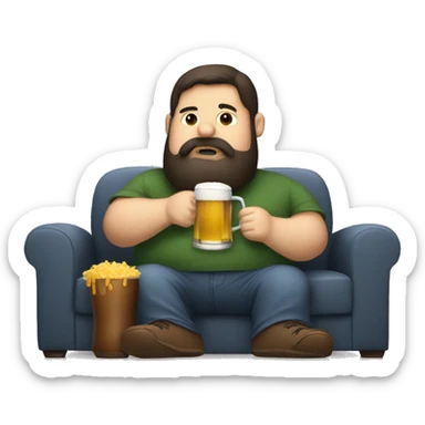 Dark hair beard man drinking beer on couch chubby sticker