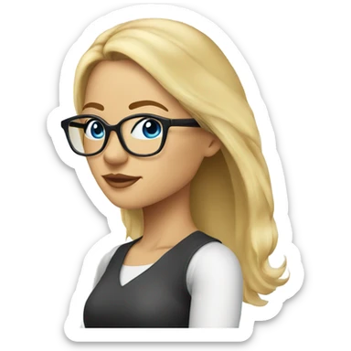 Real pretty blonde woman, blue eyes, wearing glasses - SIDE PROFILE  sticker