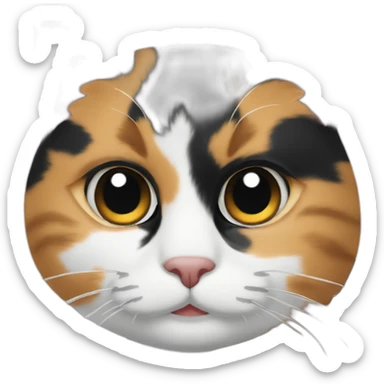 Calico cat with black face and white nose stripe sticker