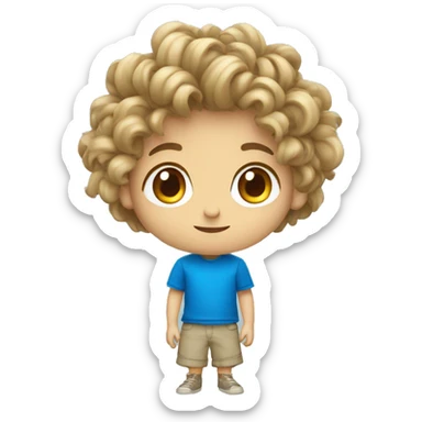 niño rubio con rizos con ojos azules  sticker