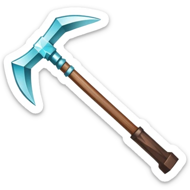 Minecraft diamond pickaxe with brown handle sticker