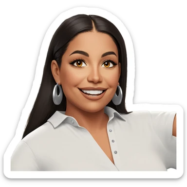 smiling girl in white shirt sticker