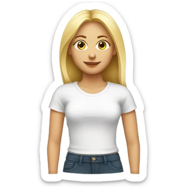 Mujer rubia con playera negra sticker