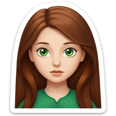 girl with long brown hair, green eyes  sticker