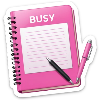 big  pink book and note pen add on it the word BUSY sticker