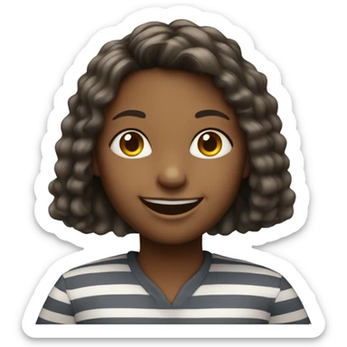 smiling girl in striped shirt sticker