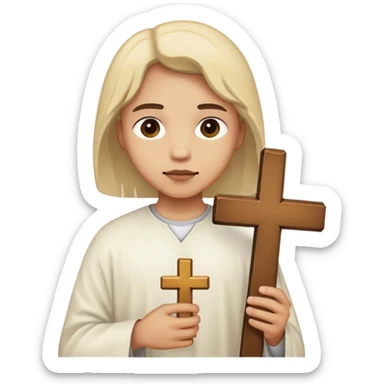 person with cross sticker
