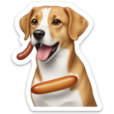 A dog swallow a sausage  sticker