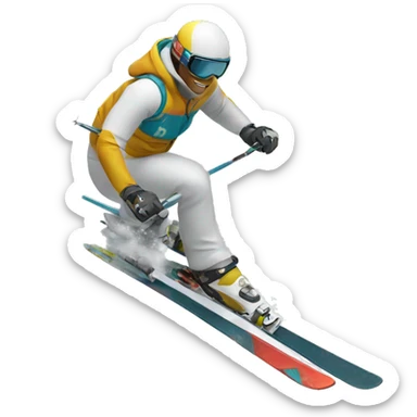 Skier with atomic ski sticker