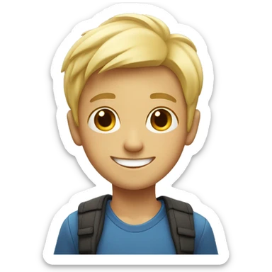 smiling blonde boy indoors sticker