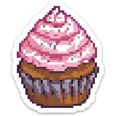 A cupcake with pink icing sticker