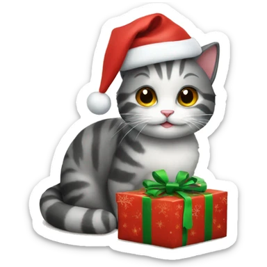 Christmas cat with a present sticker