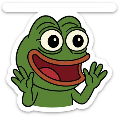 pepe the frog with an excited expression sticker