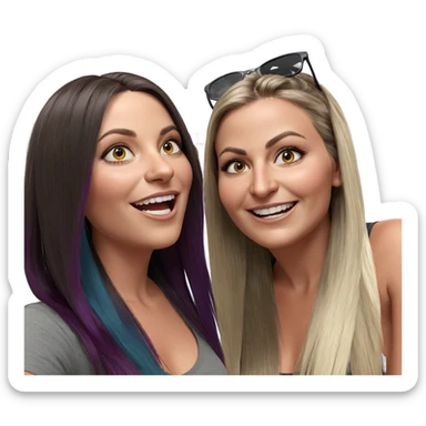 girls with multicolored hairstyles sticker