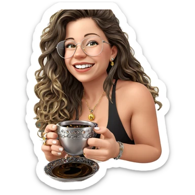 smiling girl with jewelry cup sticker