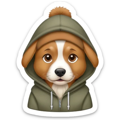 Dog wearing a hat and a hoodie  sticker