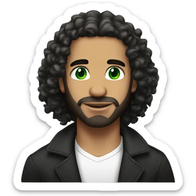 Drake with green eyes and long curly hair and no beard sticker