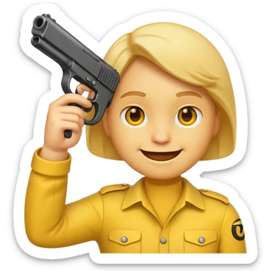It should look like the standard smiling emoji which is ironically holding a gun to his head sticker