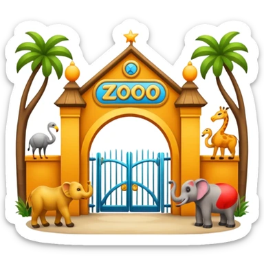 entrada de un zoo y que vean animales  sin ninguna persona  sticker