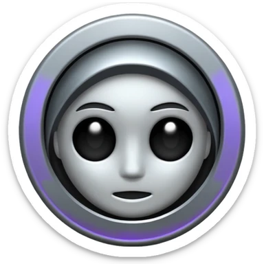 Minimalist broken halo, dark gothic iOS-style emoji, metallic silver, subtle glow, black background sticker