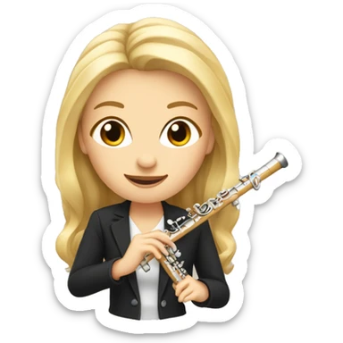 une joueuse de flute traversière avec cheveux blonds sticker