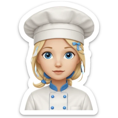 Long Blonde hair blue eyed female chef sticker
