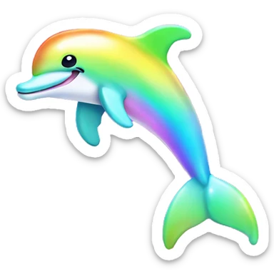 Kawaii pastel neon rainbow bedazzled dolphin sticker