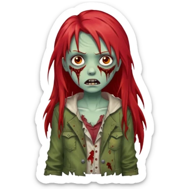 i want a pretty zombie girl emoji with red long hair sticker