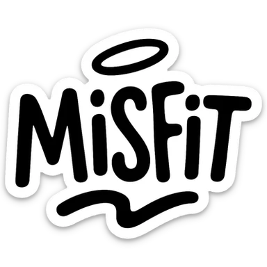 Misfit logo, playful and creative, quirky twist sticker
