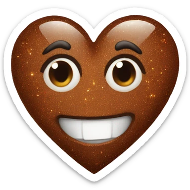 Brown heart with sparkle sticker