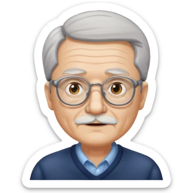 old man white neutral face with eyewear without moustache sticker
