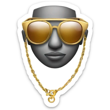 cool sunglasses emoji with gold chain and snapbac sticker