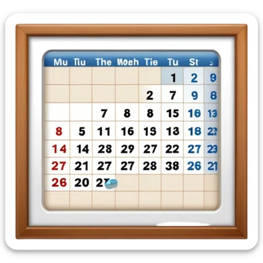 A calendar with dates, months, and years, used to track time sticker