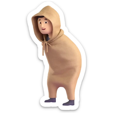 man with burlap sack over head full body sticker