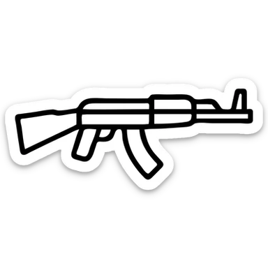 black outline icon AK-47 assault rifle, no background sticker