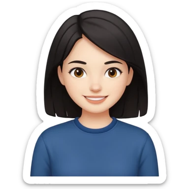Dark-haired girl posting on instagram sticker