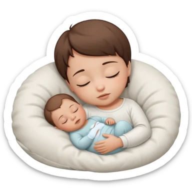 Sleeping baby, brown short hair, in a white color palette sticker