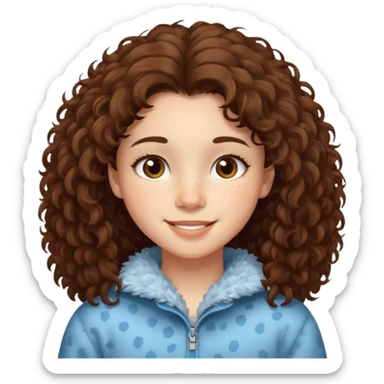 cute brunnete teen with fluffy hair light skin and freckles sticker