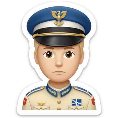 a serious realistic Finnish soldier in a white military uniform sticker