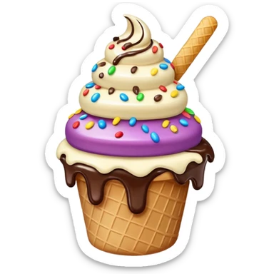 Icecream with toppins on the top sticker