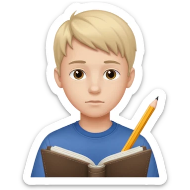 Teen boy drawing in notebook sticker