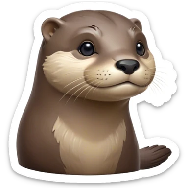 Cinematic Noble Otter Portrait Emoji, Poised and regal, with a sleek, streamlined build and a luxuriously smooth, well-groomed Fur of rich brown, deep-set soulful dark eyes, Simplified yet sharp and sophisticated features, highly detailed, glowing with a soft, dignified glow, high shine, intelligent and playful, stylized with an air of aquatic charm, focused and attentive, soft glowing outline, capturing the essence of a watchful and confident water-dweller, so majestic it feels as though it could glide out of the screen with effortless authority! sticker