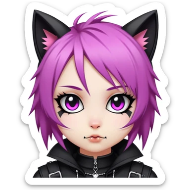 Edgy Kawaii Cute Cool Cartoon Anime Punk Techwear Gothic Catgirl sticker