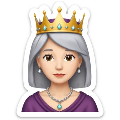gray hair ladies with necklace and crown sticker